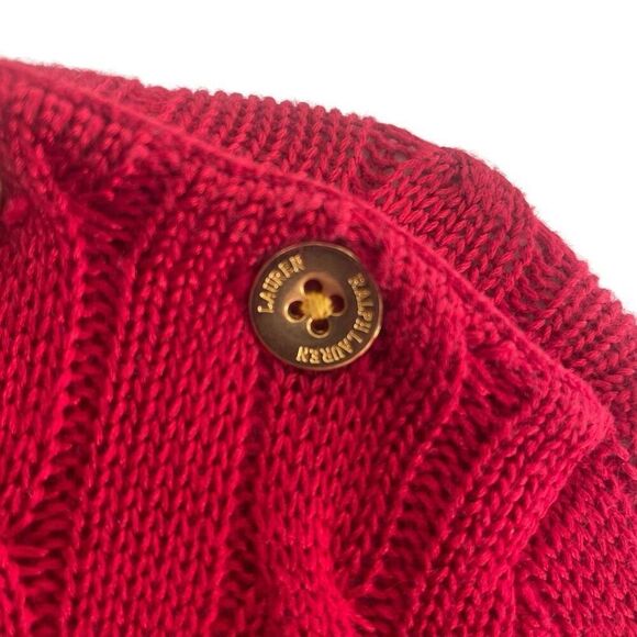 Lauren Ralph Lauren Red Cable Knit Cotton Blend Sweater Women’s Size XL Preppy - Picture 3 of 6
